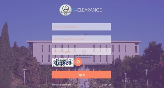 QAU Student Clearance Portal - Student Login Page