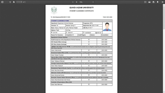 QAU Student Clearance PDF Report - Page 2