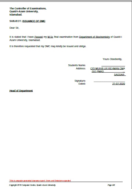 Clearance Certificate Page 6 – Issuance of DMC