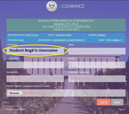 QAU Clearance Portal Account Creation - Step 3
